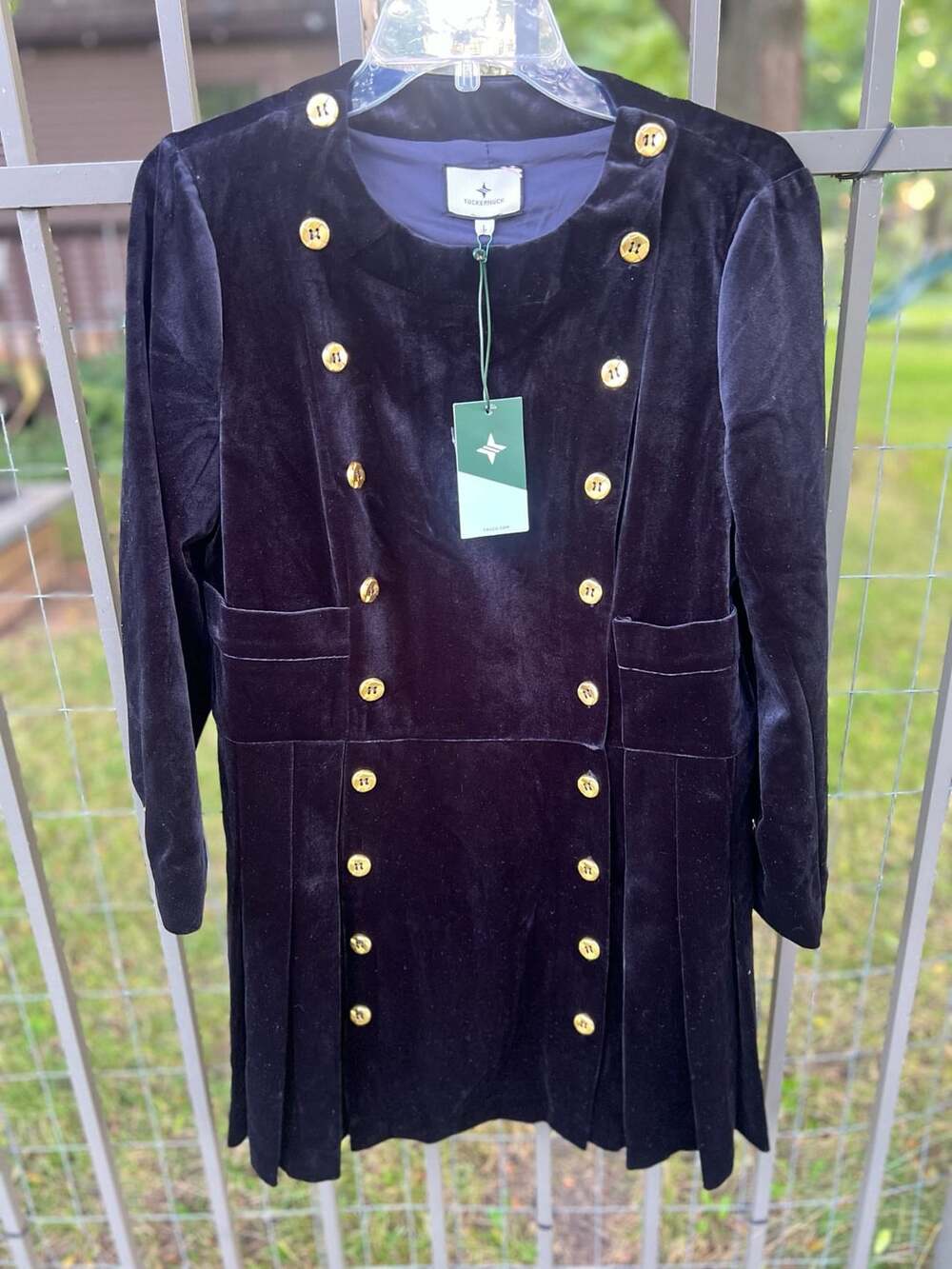 Tuckernuck Black Velvet Button Front Mini Dress